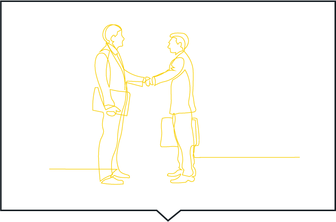 Line Drawing Hand Shake Yellow With Black Boarder