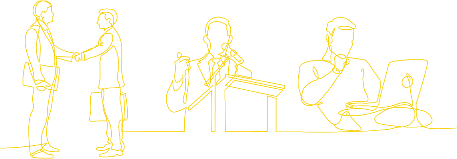 Line Drawing Business People Yellow